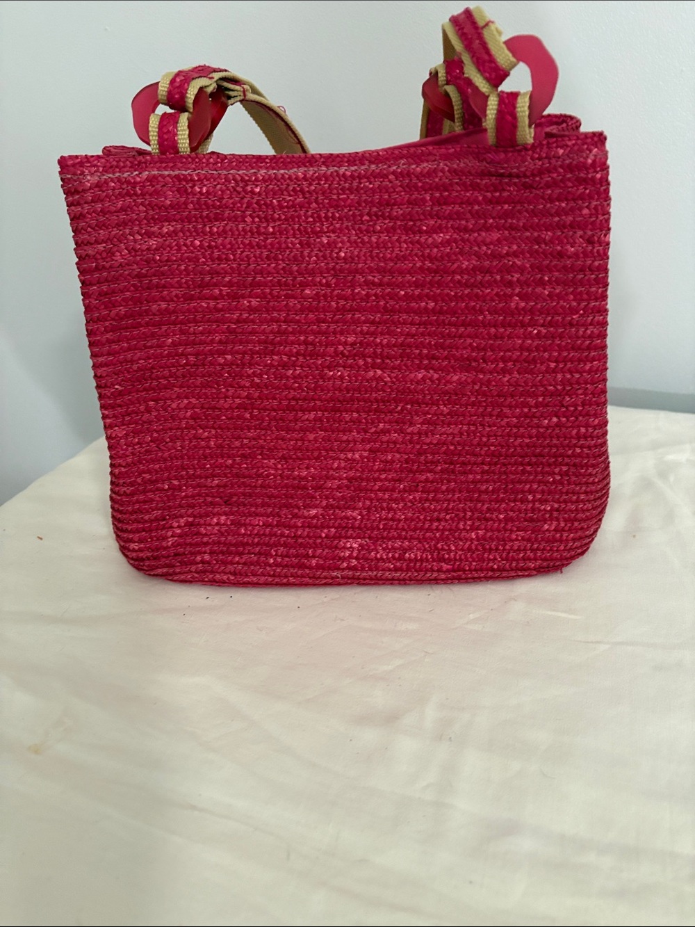 Pink Woven Straw Shoulder Bag - Stylish Everyday Tote